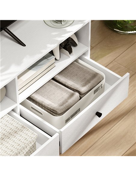 HOMCOM Multi-Storage Minimal TV Stand - White - pic 161795 | FastDaddyshop
