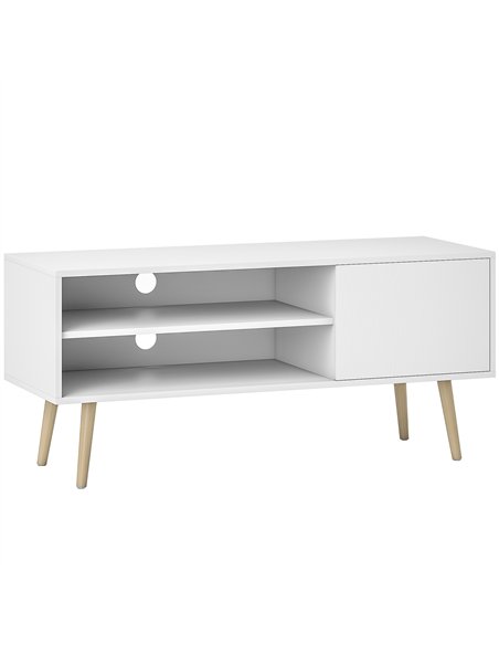 HOMCOM TV Stand up to 55 Inches, TV Unit with Open Shelves and Cable Holes - White - pic 161796 | FastDaddyshop