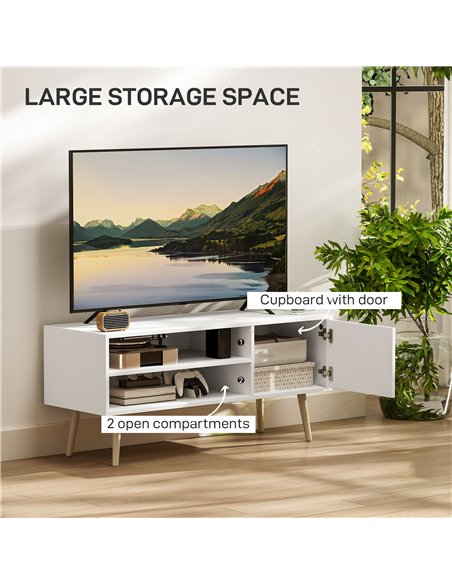 HOMCOM TV Stand up to 55 Inches, TV Unit with Open Shelves and Cable Holes - White - pic 161799 | FastDaddyshop