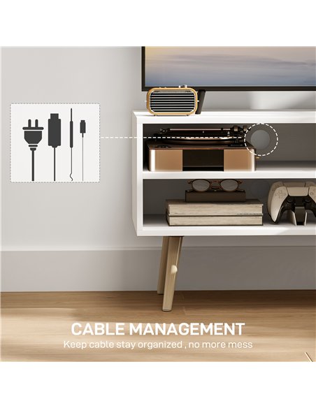 HOMCOM TV Stand up to 55 Inches, TV Unit with Open Shelves and Cable Holes - White - pic 161800 | FastDaddyshop
