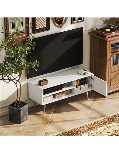 HOMCOM TV Stand up to 55 Inches, TV Unit with Open Shelves and Cable Holes - White - pic 161803 | FastDaddyshop