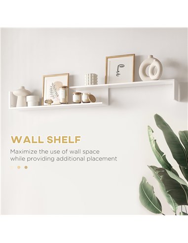 HOMCOM TV Cabinet with Wall Shelf for Wall-Mounted 65" TVs or Standing 40" TVs - White and Natural