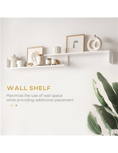 HOMCOM TV Cabinet with Wall Shelf for Wall-Mounted 65" TVs or Standing 40" TVs - White and Natural - pic 161819 | FastDaddyshop