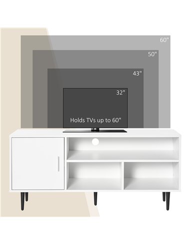 HOMCOM TV Stand Cabinet for TVs up to 60 Inches - White
