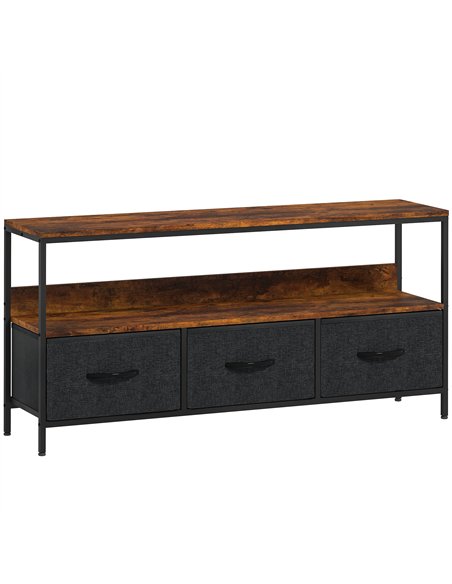 HOMCOM TV Stand Cabinet with 3 Foldable Drawers - Rustic Brown - pic 161832 | FastDaddyshop