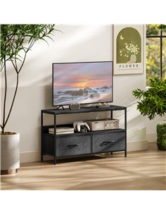 HOMCOM TV Stand Cabinet with 2 Foldable Drawers - Black 2