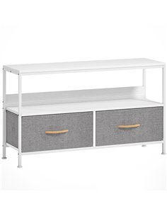 HOMCOM TV Stand Cabinet with 2 Foldable Drawers - White
