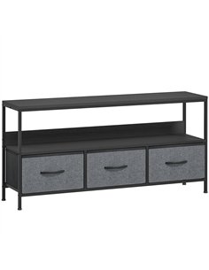 HOMCOM TV Stand Cabinet with 3 Foldable Drawers - Black