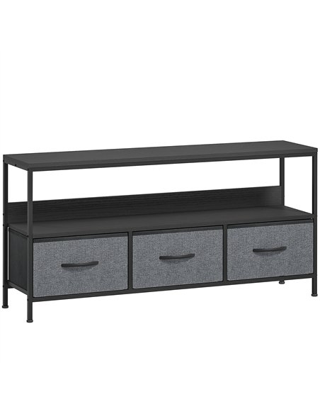 HOMCOM TV Stand Cabinet with 3 Foldable Drawers - Black - pic 161859 | FastDaddyshop