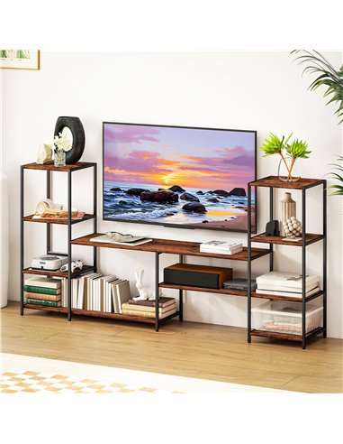 HOMCOM TV Unit for TVs up to 55 Inches, Industrial TV Stand with Storage Shelves, Entertainment Centre for Living Room, Bedroom