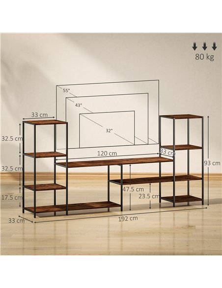 HOMCOM TV Unit for TVs up to 55 Inches, Industrial TV Stand with Storage Shelves, Entertainment Centre for Living Room, Bedroom - pic 161870 | FastDaddyshop