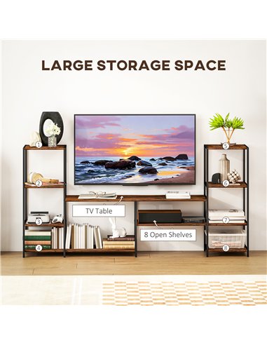HOMCOM TV Unit for TVs up to 55 Inches, Industrial TV Stand with Storage Shelves, Entertainment Centre for Living Room, Bedroom