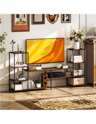 HOMCOM TV Unit for TVs up to 55 Inches, Industrial TV Stand with Storage Shelves, Entertainment Centre for Living Room, Bedroom