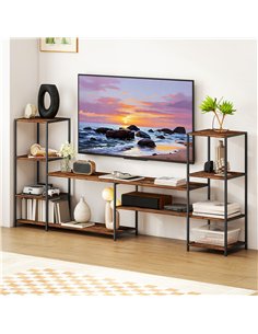 HOMCOM TV Unit for TVs up to 60 Inches, Industrial TV Stand with Storage Shelves, Entertainment Centre for Living Room, Bedroom 2