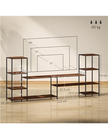 HOMCOM TV Unit for TVs up to 60 Inches, Industrial TV Stand with Storage Shelves, Entertainment Centre for Living Room, Bedroom - pic 161879 | FastDaddyshop