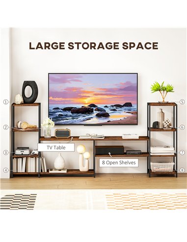 HOMCOM TV Unit for TVs up to 60 Inches, Industrial TV Stand with Storage Shelves, Entertainment Centre for Living Room, Bedroom