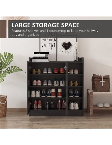 HOMCOM Shoe Storage Cabinet with Adjustable Shelves - Black - pic 161889 | FastDaddyshop