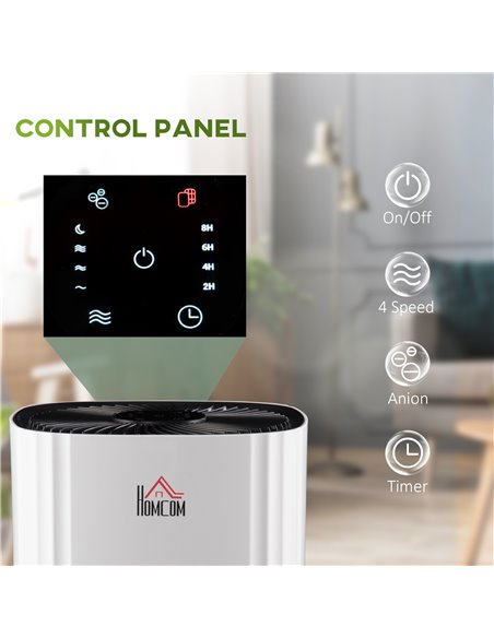 Homcom Air Purifiers with 3-Stage Carbon HEPA Filtration System, Air Monitor, Timer, Ioniser, 4 Speeds - pic 16189 | FastDaddyshop
