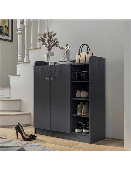 HOMCOM Shoe Storage Cabinet with Adjustable Shelves - Black - pic 161892 | FastDaddyshop