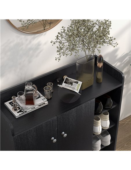 HOMCOM Shoe Storage Cabinet with Adjustable Shelves - Black - pic 161893 | FastDaddyshop