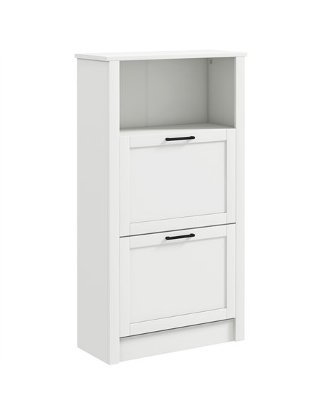 HOMCOM Modern Shoe Cabinet with 2 Flip Drawers and Adjustable Shelves, Narrow Shoe Storage Cabinet with Open Compartment, Holds  - pic 161895 | FastDaddyshop