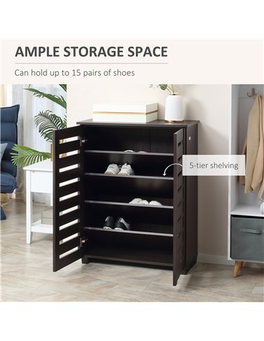 HOMCOM 15 Shoe Storage Cabinet - Wood-Effect