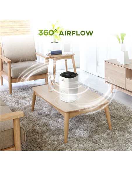 Homcom Air Purifiers with 3-Stage Carbon HEPA Filtration System, Air Monitor, Timer, Ioniser, 4 Speeds - pic 16191 | FastDaddyshop
