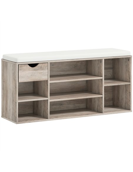 HOMCOM Shoe Storage Bench with Cushion - Grey - pic 161922 | FastDaddyshop