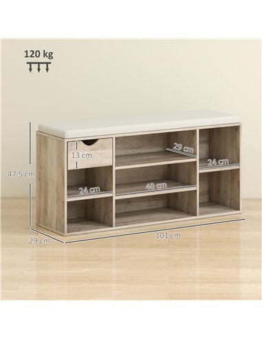 HOMCOM Shoe Storage Bench with Cushion - Grey