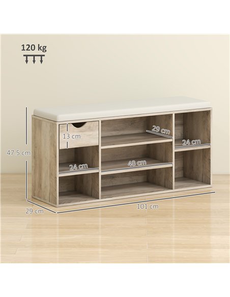 HOMCOM Shoe Storage Bench with Cushion - Grey - pic 161924 | FastDaddyshop