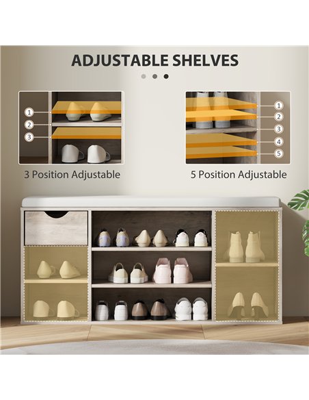 HOMCOM Shoe Storage Bench with Cushion - Grey - pic 161926 | FastDaddyshop