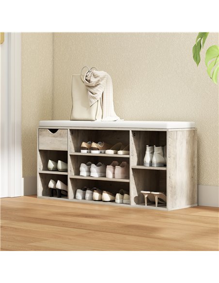 HOMCOM Shoe Storage Bench with Cushion - Grey - pic 161929 | FastDaddyshop