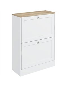 HOMCOM Narrow Shoe Cabinet with 2 Flip Drawers and Adjustable Shelves - White