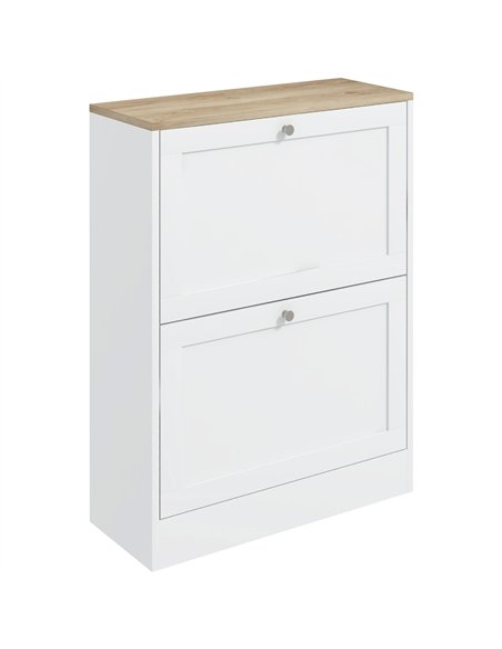 HOMCOM Narrow Shoe Cabinet with 2 Flip Drawers and Adjustable Shelves - White - pic 161931 | FastDaddyshop