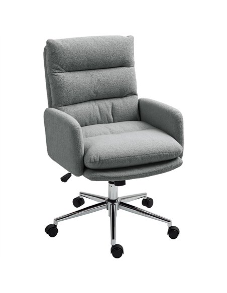 HOMCOM 91-99cm Sherpa Fleece Office Chair - Grey - pic 161940 | FastDaddyshop
