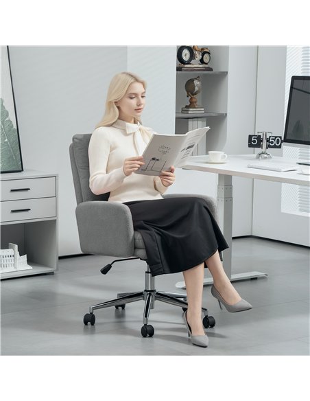 HOMCOM 91-99cm Sherpa Fleece Office Chair - Grey - pic 161941 | FastDaddyshop