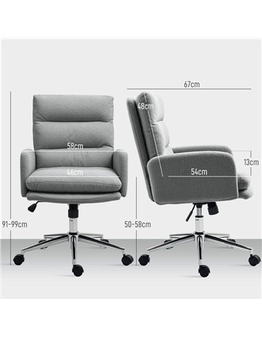 HOMCOM 91-99cm Sherpa Fleece Office Chair - Grey