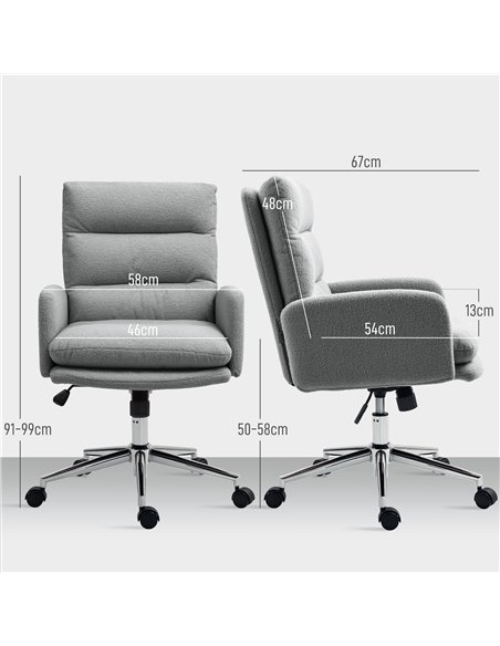 HOMCOM 91-99cm Sherpa Fleece Office Chair - Grey - pic 161942 | FastDaddyshop