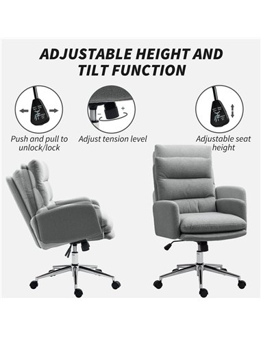 HOMCOM 91-99cm Sherpa Fleece Office Chair - Grey
