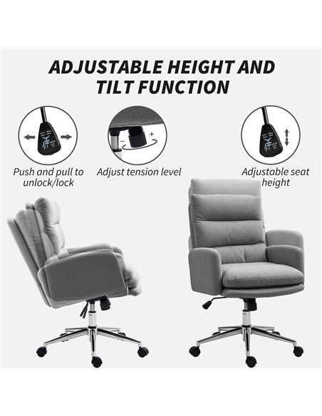 HOMCOM 91-99cm Sherpa Fleece Office Chair - Grey - pic 161944 | FastDaddyshop