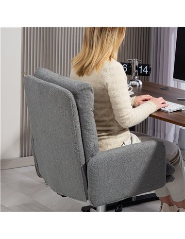 HOMCOM 91-99cm Sherpa Fleece Office Chair - Grey