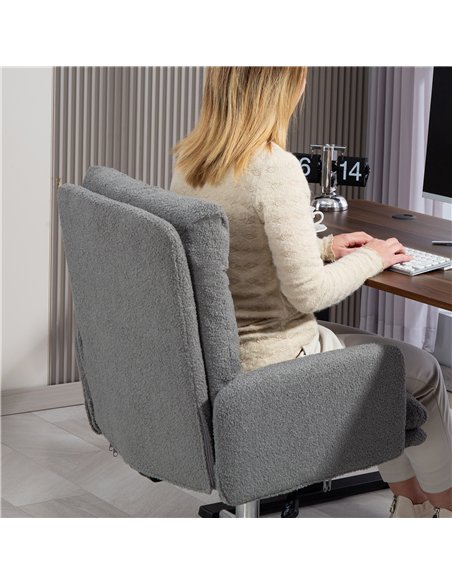 HOMCOM 91-99cm Sherpa Fleece Office Chair - Grey - pic 161947 | FastDaddyshop