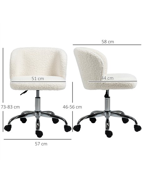 HOMCOM Office Chair with Adjustable Height and Wheels - White - pic 161951 | FastDaddyshop