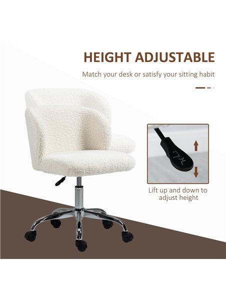 HOMCOM Office Chair with Adjustable Height and Wheels - White - pic 161952 | FastDaddyshop