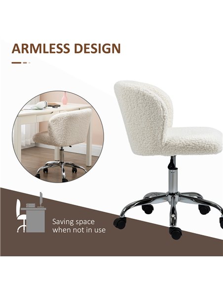HOMCOM Office Chair with Adjustable Height and Wheels - White - pic 161953 | FastDaddyshop