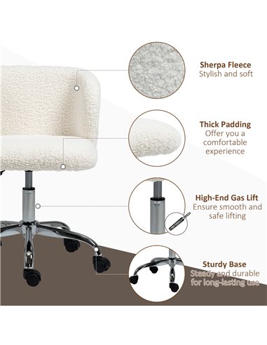 HOMCOM Office Chair with Adjustable Height and Wheels - White