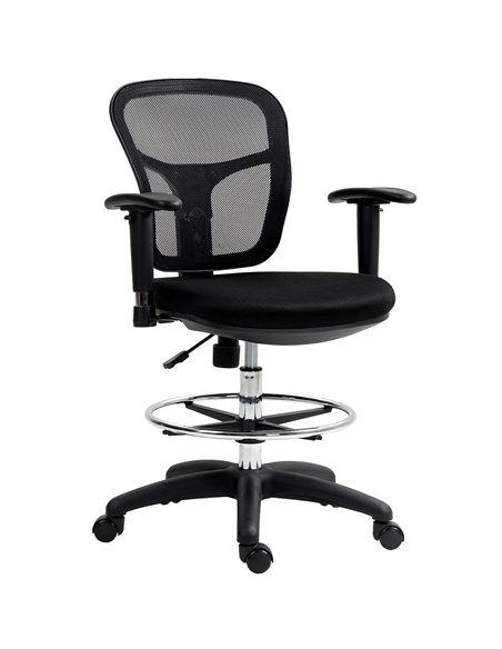 HOMCOM Drafting Chair with Adjustable Armrests, Ergonomic Mesh Office Chair with Lumbar Support, Adjustable Height and Footrest  - pic 161958 | FastDaddyshop