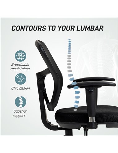 HOMCOM Drafting Chair with Adjustable Armrests, Ergonomic Mesh Office Chair with Lumbar Support, Adjustable Height and Footrest 