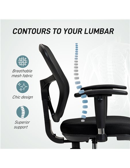 HOMCOM Drafting Chair with Adjustable Armrests, Ergonomic Mesh Office Chair with Lumbar Support, Adjustable Height and Footrest  - pic 161965 | FastDaddyshop