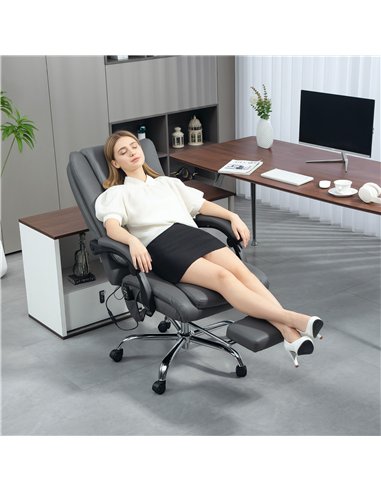 HOMCOM Executive Office Chair with 6-point Massage and Heat - Light Grey